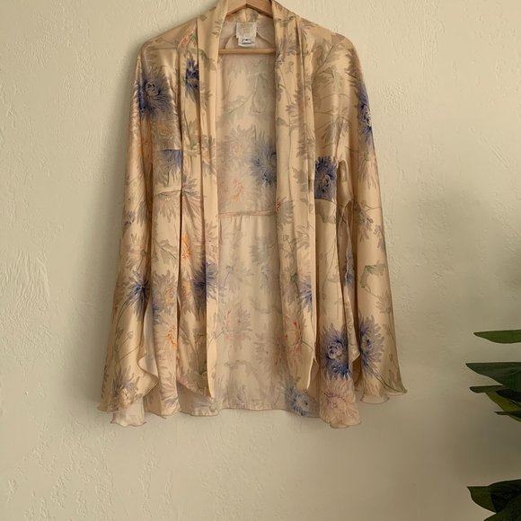 Anna Sui Other - Anna Sui Silk Robe Beige Neutral Floral Size US 2